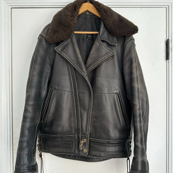 mens Leather jacket with collar - Picture 1 of 5